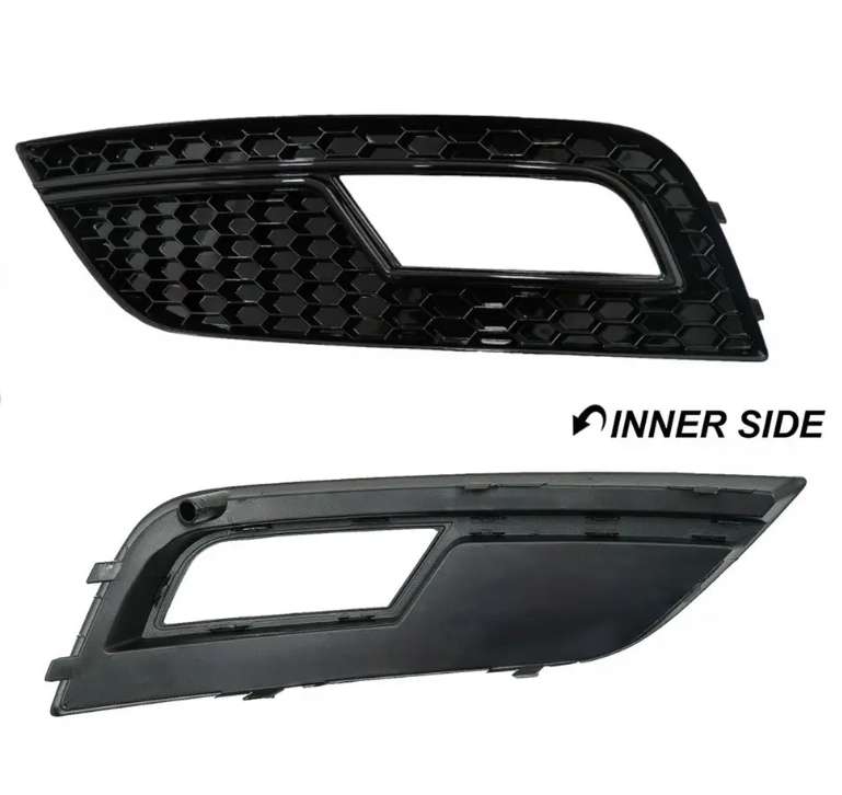 RS-stil Dimljusgrill / Skydd sats för Audi A4 B8.5 (12-15), blank svart