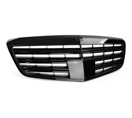 Frontgrill för Mercedes-Benz W221 (09-13) med distronic cover, blank svart