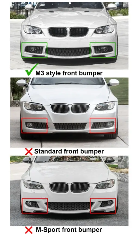 Dimljus för BMW E92 / E93 M3-stil stötfångare, klar, höger sida