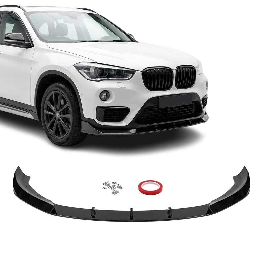 Aero Frontläpp för BMW X1 F48 (15-22) med standard stötfångare, blank svart