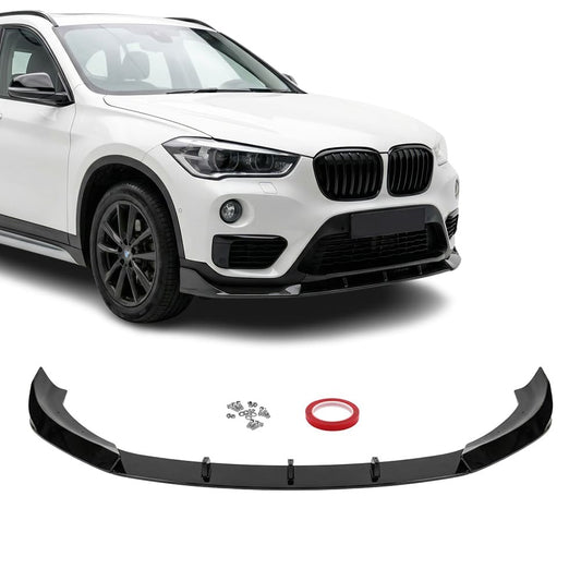 Aero Frontläpp för BMW X1 F48 (15-22) med standard stötfångare, blank svart