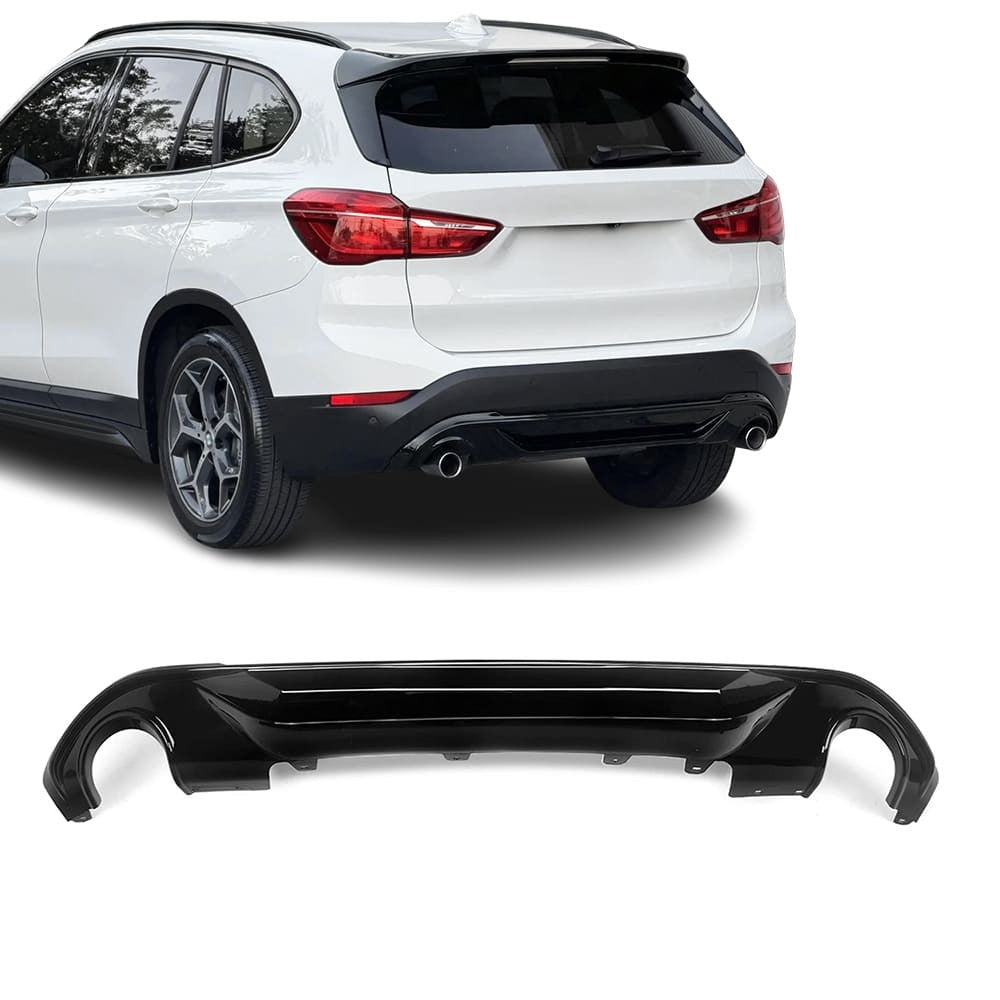 Aero Diffuser för bakre stötfångare för BMW X1 F48 (15-22) med standard stötfångare, blank svart
