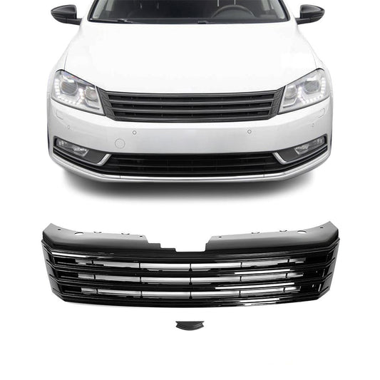 Emblemlös grill för VW Passat B7 (10-15), blank svart