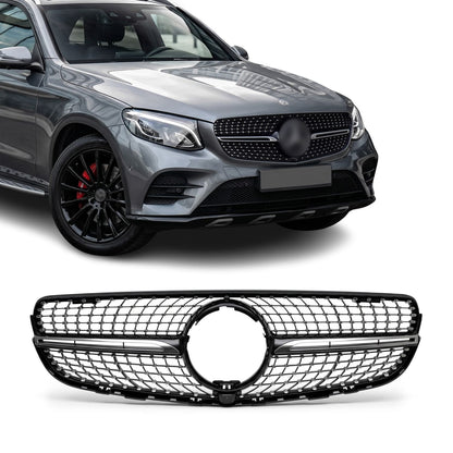 Diamond Grill för Mercedes GLC W253 / C253 / X253 (15-19) pre-facelift, svart + krom