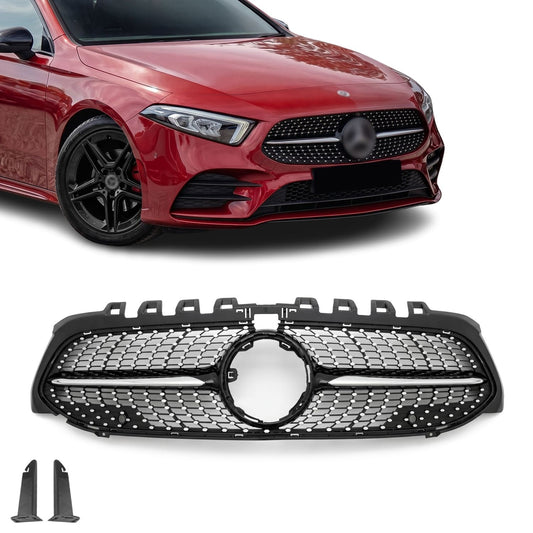 Diamantgrill för Mercedes V177 / W177 (18-22) pre-facelift, svart + krom