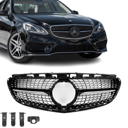 Diamond Grill för Mercedes W212 / S212 facelift (13-16), svart + krom