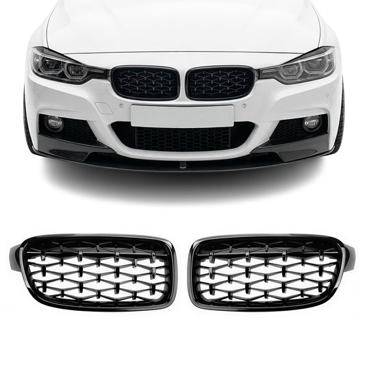 Diamond Främre njurar för BMW F30 / F31, blank svart