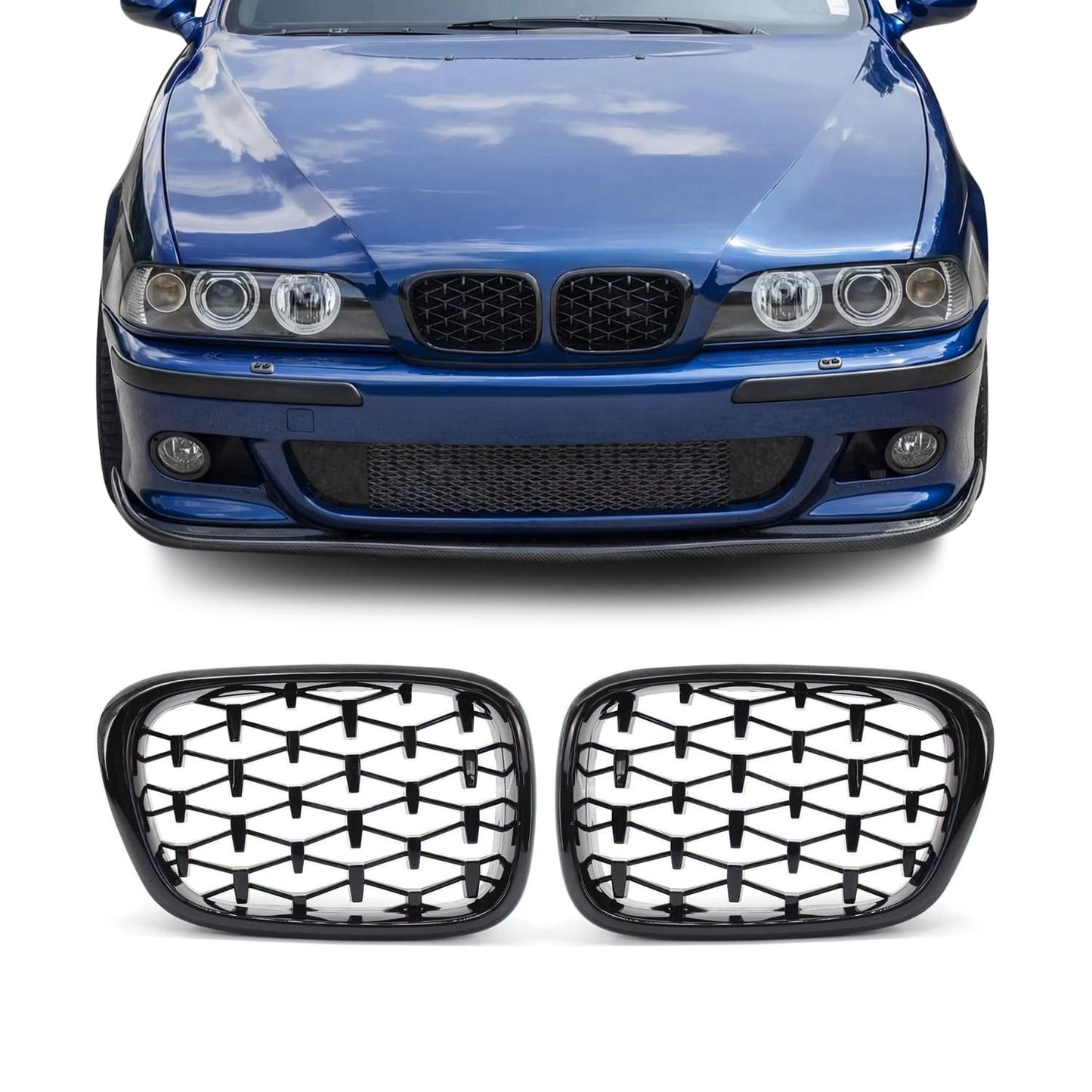 Diamond Främre njurar för BMW E39 (95-03), blank svart