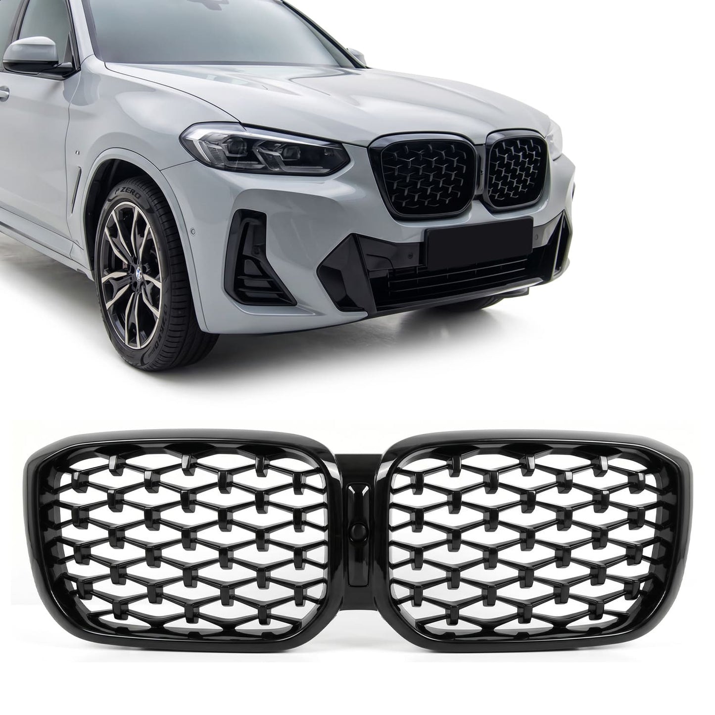 Diamond Njurar för BMW G01 X3 LCI / G02 X4 LCI (21-24), blank svart