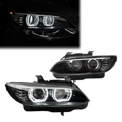 DTM-inspirerad Xenon Strålkastare sats med vit LED Angel Eyes för BMW E92 / E93 PRE-LCI (06-10)