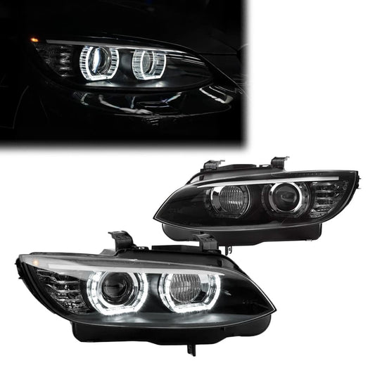 DTM-inspirerad Xenon Strålkastare sats med vit LED Angel Eyes för BMW E92 / E93 PRE-LCI (06-10)