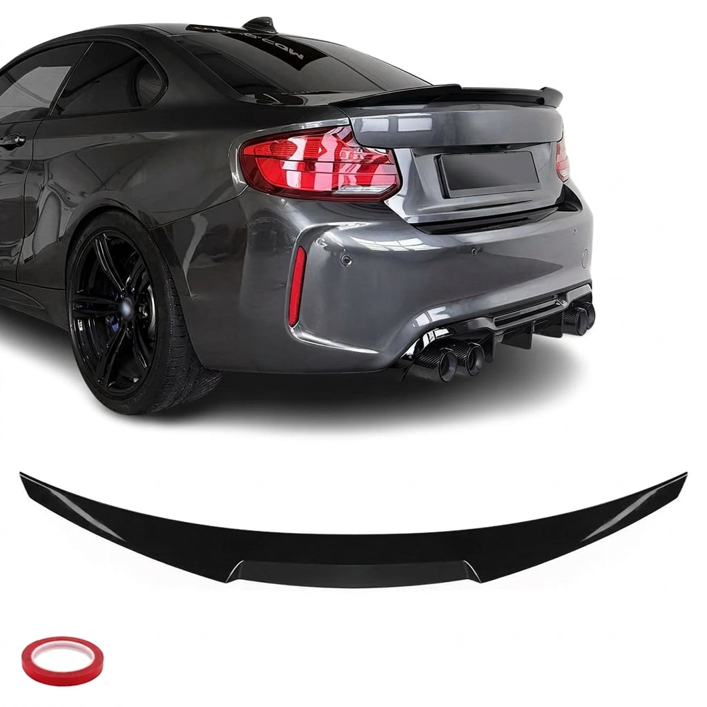 EVO M-style Bakspoiler för BMW F22 / F23 / F87, blank svart