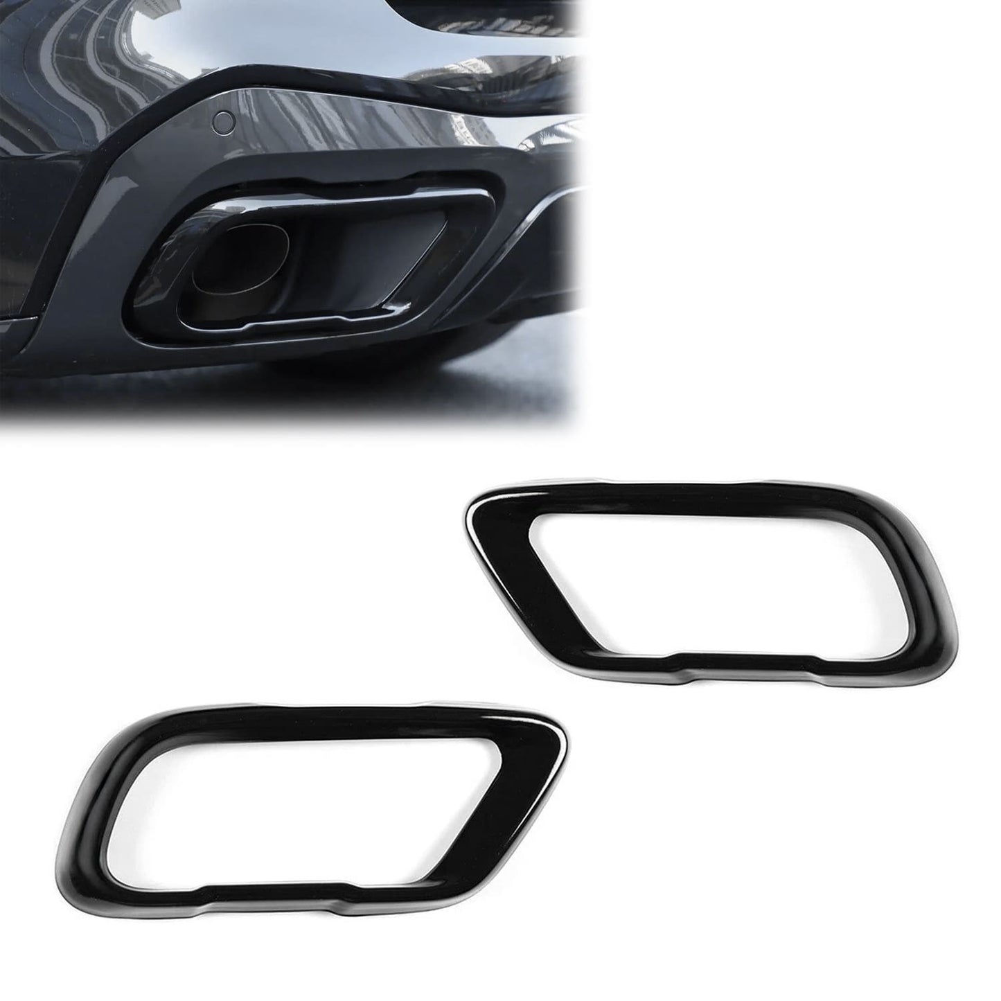 Avgasutblåsskydd / lister för BMW X5 G05 / X6 G06 / X7 G07 med M-Pack, blank svart