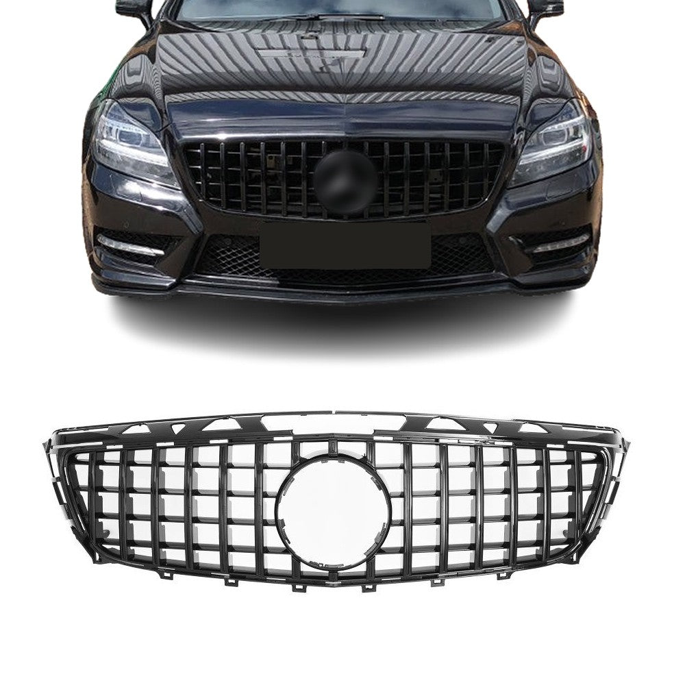Frontgrill för Mercedes-Benz CLS C218 (11-14), blank svart