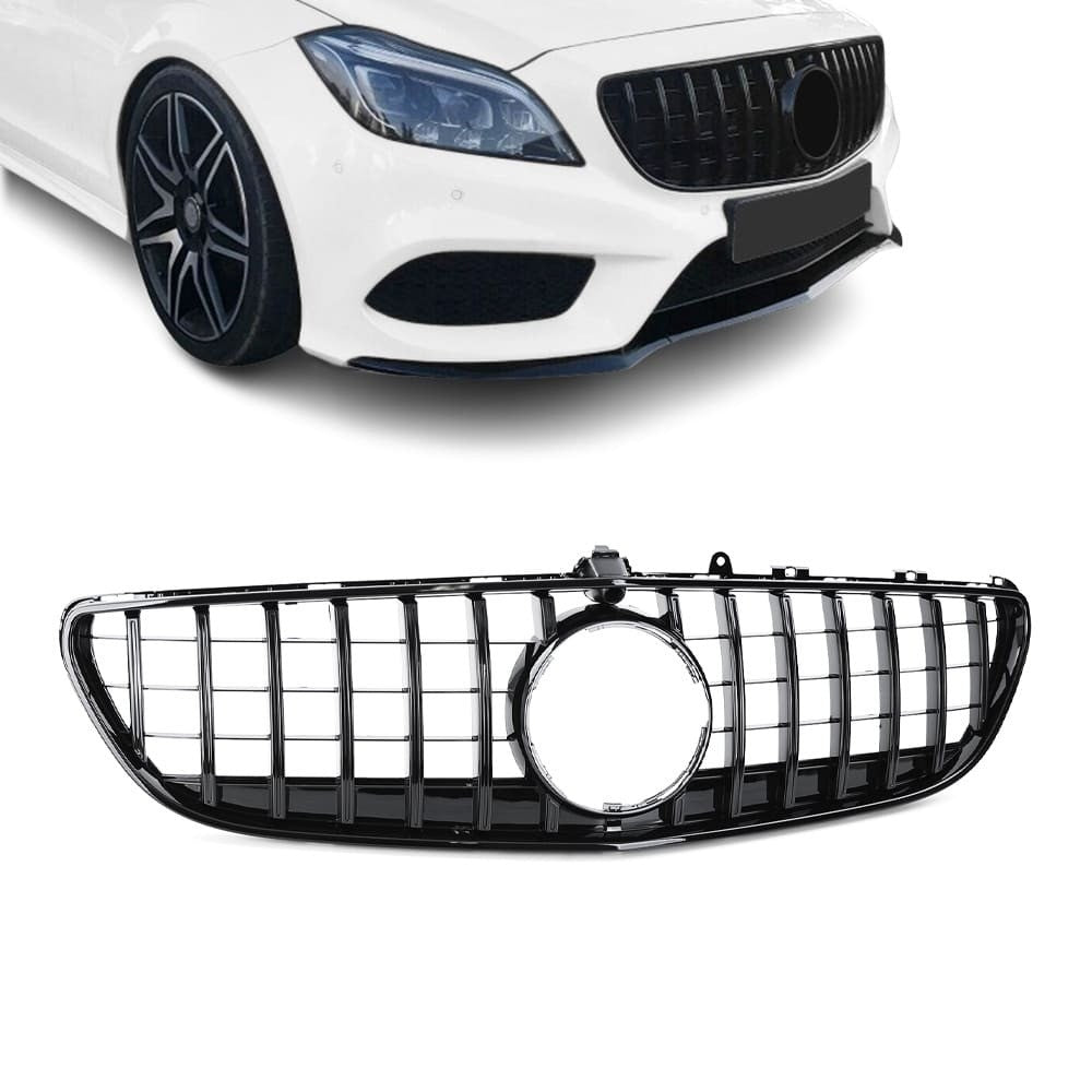 Frontgrill för Mercedes-Benz CLS C218 (14-18), blank svart
