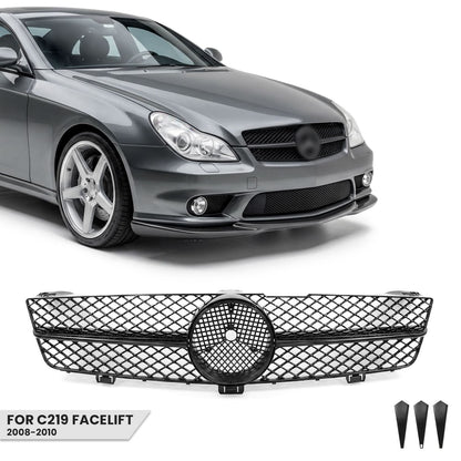 Frontgrill för Mercedes-Benz CLS (C219 / W219) facelift (08-10), blank svart