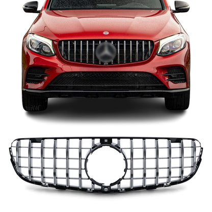 Frontgrill för Mercedes-Benz GLC W253 / C253 / X253 (15-19), blank svart + krom