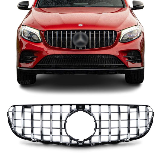 Frontgrill för Mercedes-Benz GLC W253 / C253 / X253 (15-19), blank svart + krom