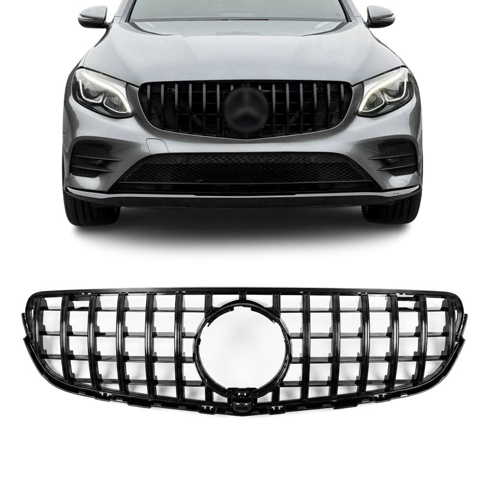 GT R Panamericana stil Frontgrill för Mercedes-Benz GLC W253 / C253 / X253 (15-19), blank svart