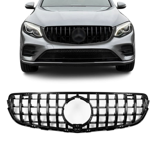 GT R Panamericana stil Frontgrill för Mercedes-Benz GLC W253 / C253 / X253 (15-19), blank svart