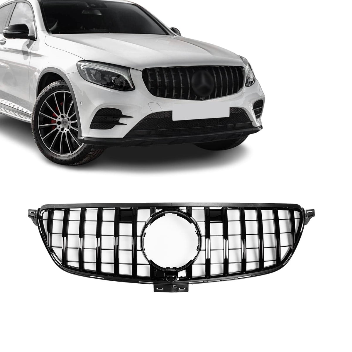Frontgrill för Mercedes-Benz GLE C292 coupé (15-19), blank svart