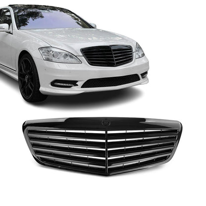 Frontgrill för Mercedes-Benz W221 (09-13) utan ACC, blank svart