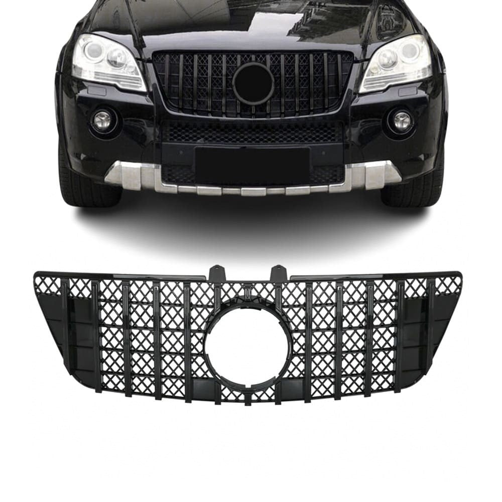 GT R Panamericana stil Frontgrill för Mercedes ML W164 facelift (08-11), blank svart