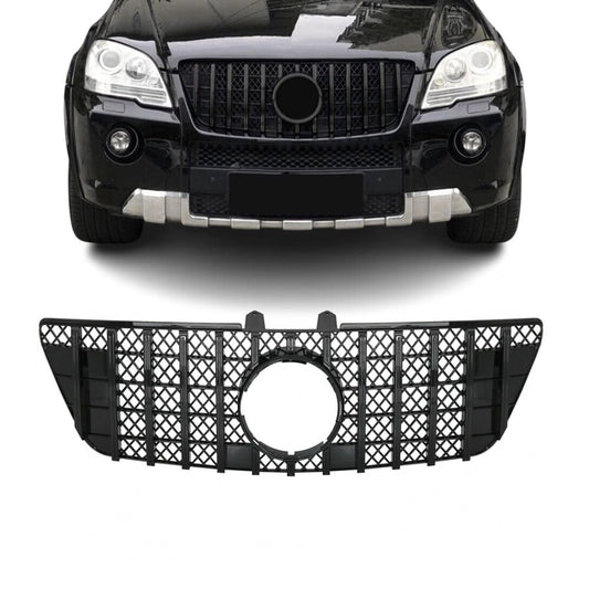 GT R Panamericana stil Frontgrill för Mercedes ML W164 facelift (08-11), blank svart