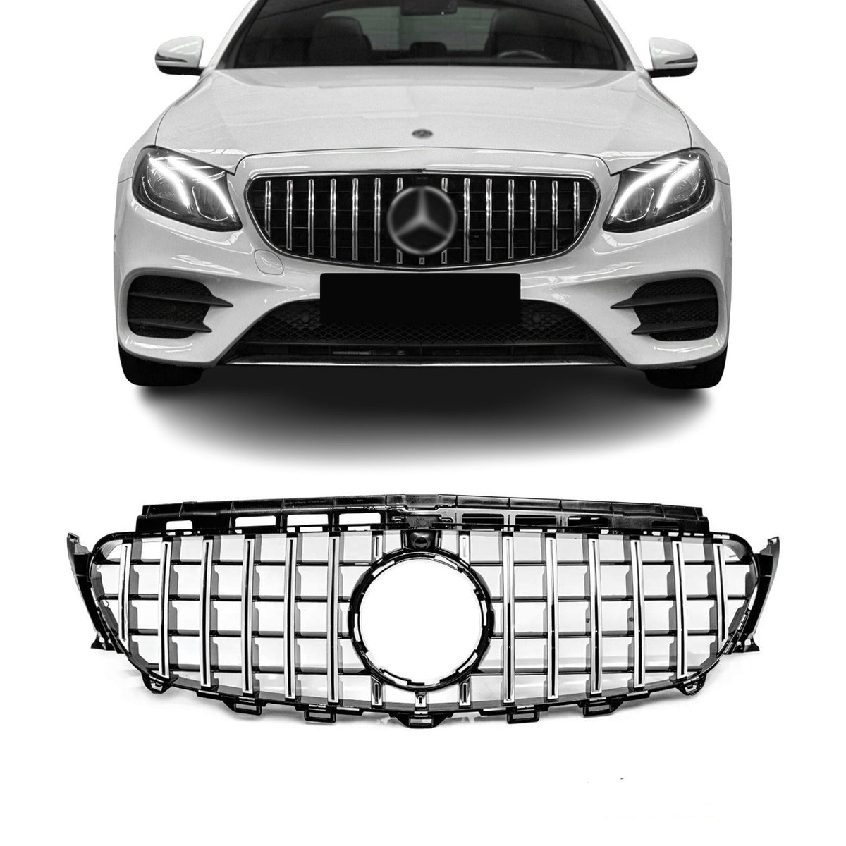 Frontgrill för Mercedes W213 / S213 / C238 / A238, chrome + svart