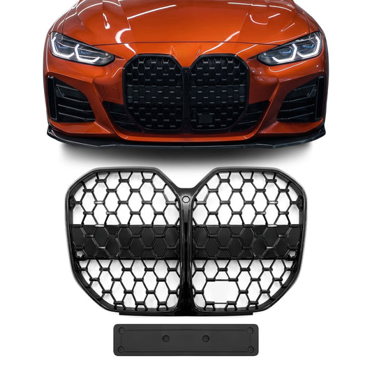 Grill till BMW G26 Gran Coupe med standard distronic (utan Driving Assistant Pro), blank svart