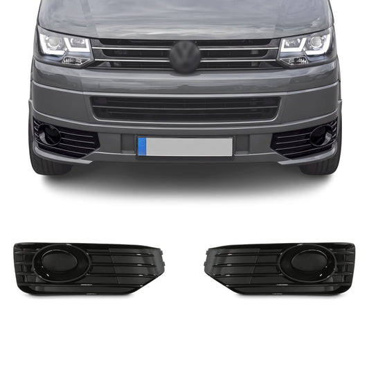 Dimljusgaller/Kåpor, set lämplig för VW T5.1 (09-14) med Sportline-sänkning, blanksvart