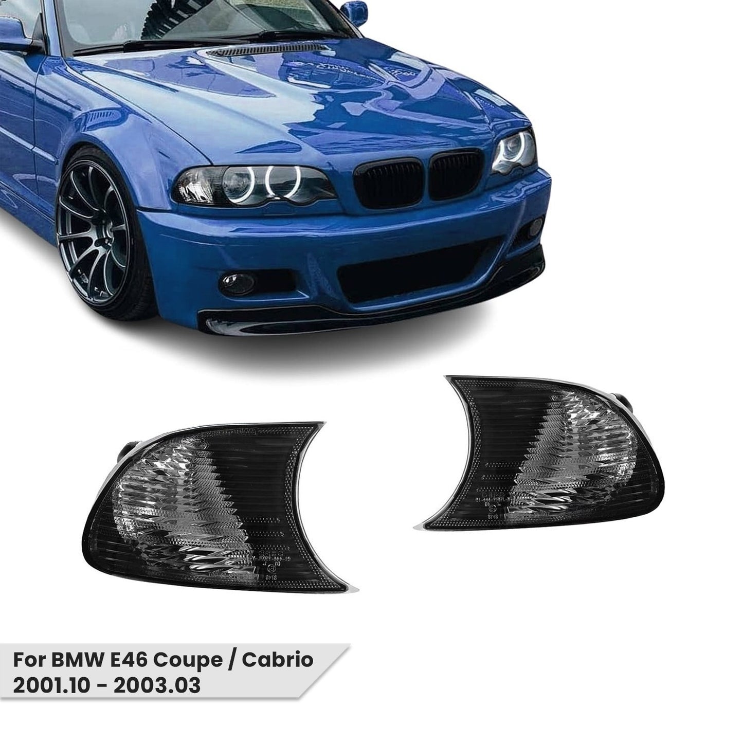 Front Turn Indicators för BMW E46 coupé / cabrio (2001.10-2003), röktonad