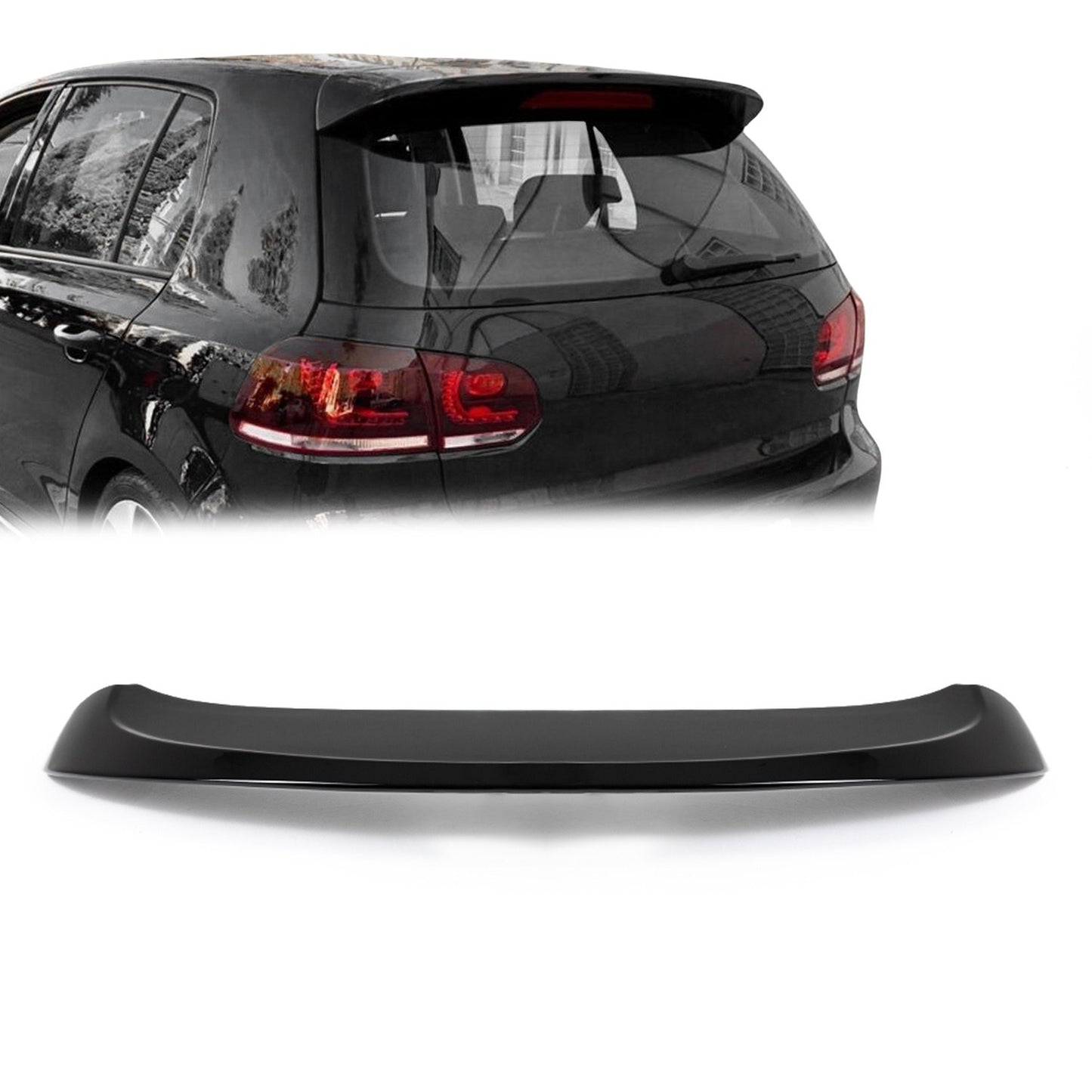 GTI-stil Takspoiler för VW Golf MK6 standard modeller, blank svart
