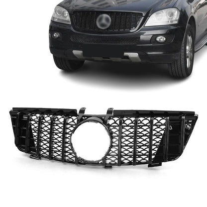 GT R Panamericana stil Frontgrill för Mercedes ML W164 (05-08), blank svart