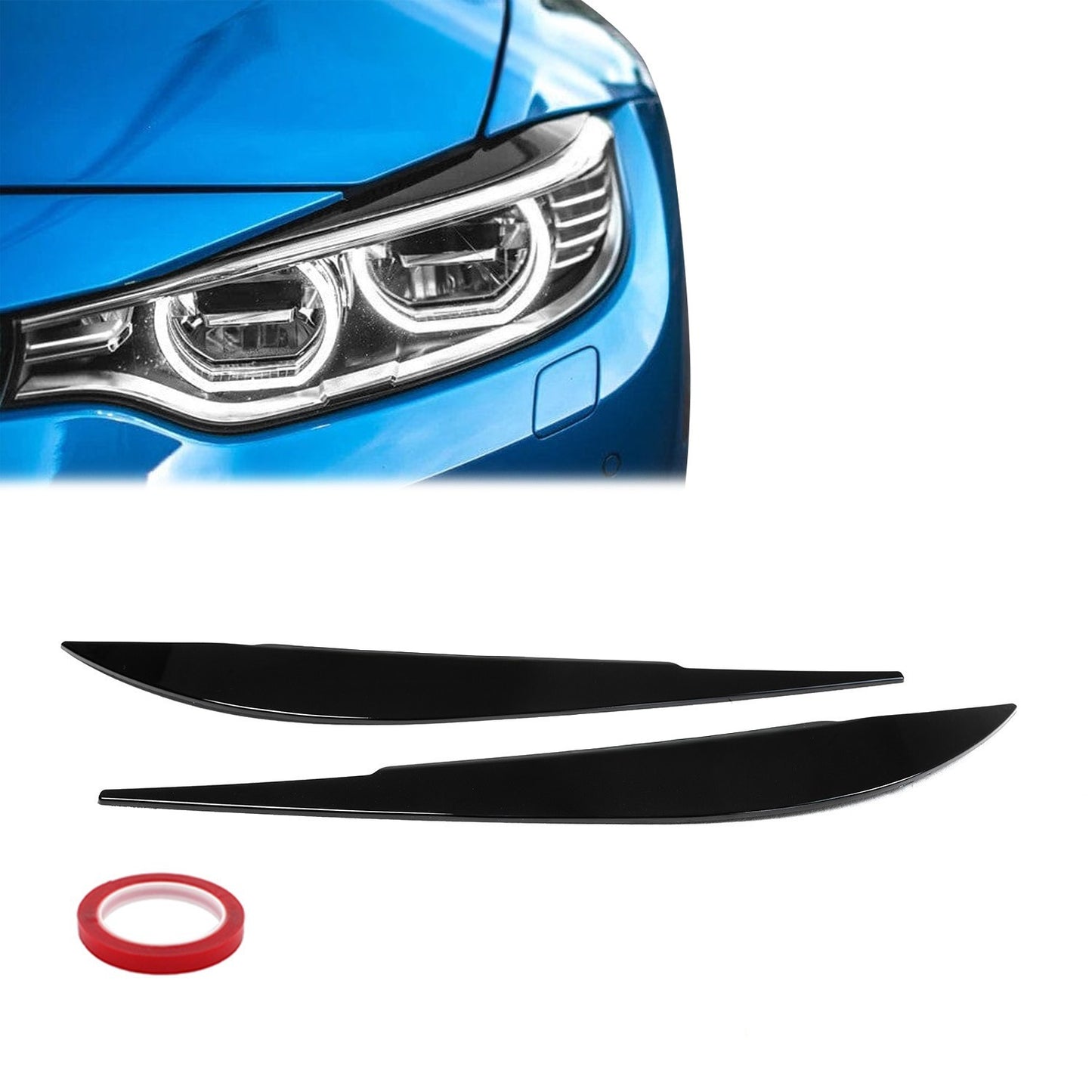 Strålkastarlister / ögonbryn för BMW F32 / F33 / F36, blank svart