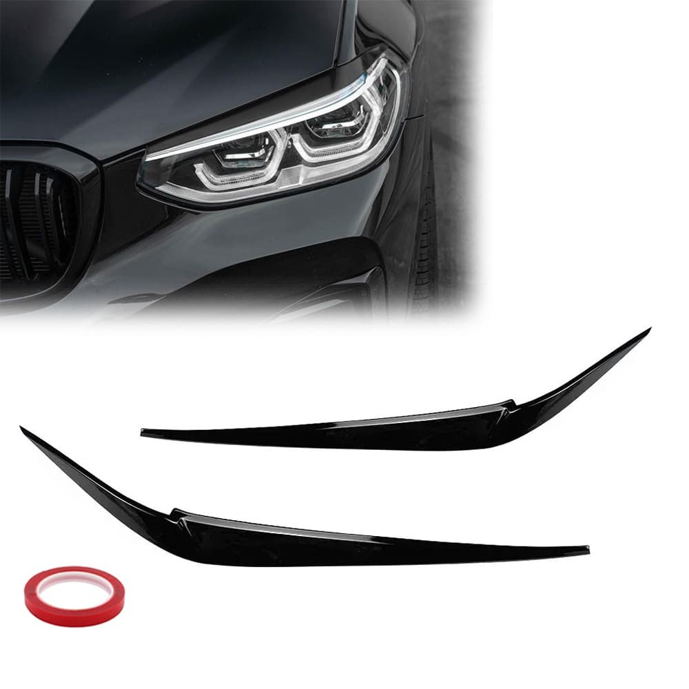 Strålkastarlister / ögonbryn sats för BMW G01 X3 / G02 X4 PRE-LCI (18-21), blank svart