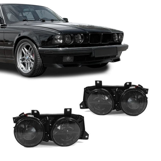 Strålkastare för BMW E32 / E34 (87-96), röktonad med lenses och crosshairs