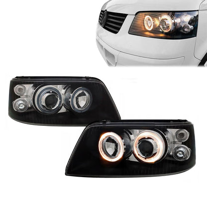 Strålkastare med Angel Eyes rings för VW T5 (03-09), svart