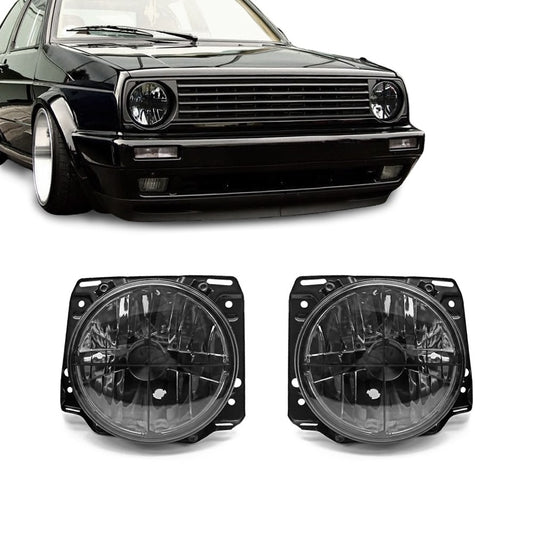 Strålkastare med crosses för VW Golf MK2 (84-91), röktonad
