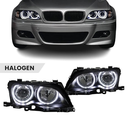 Strålkastare sats med LED Angel Eyes för BMW E46 facelift (01-05) sedan / touring
