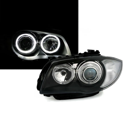 Strålkastare sats med vit angel eyes DEPO V2 för BMW E81 / E82 / E87 / E88 (04-11)