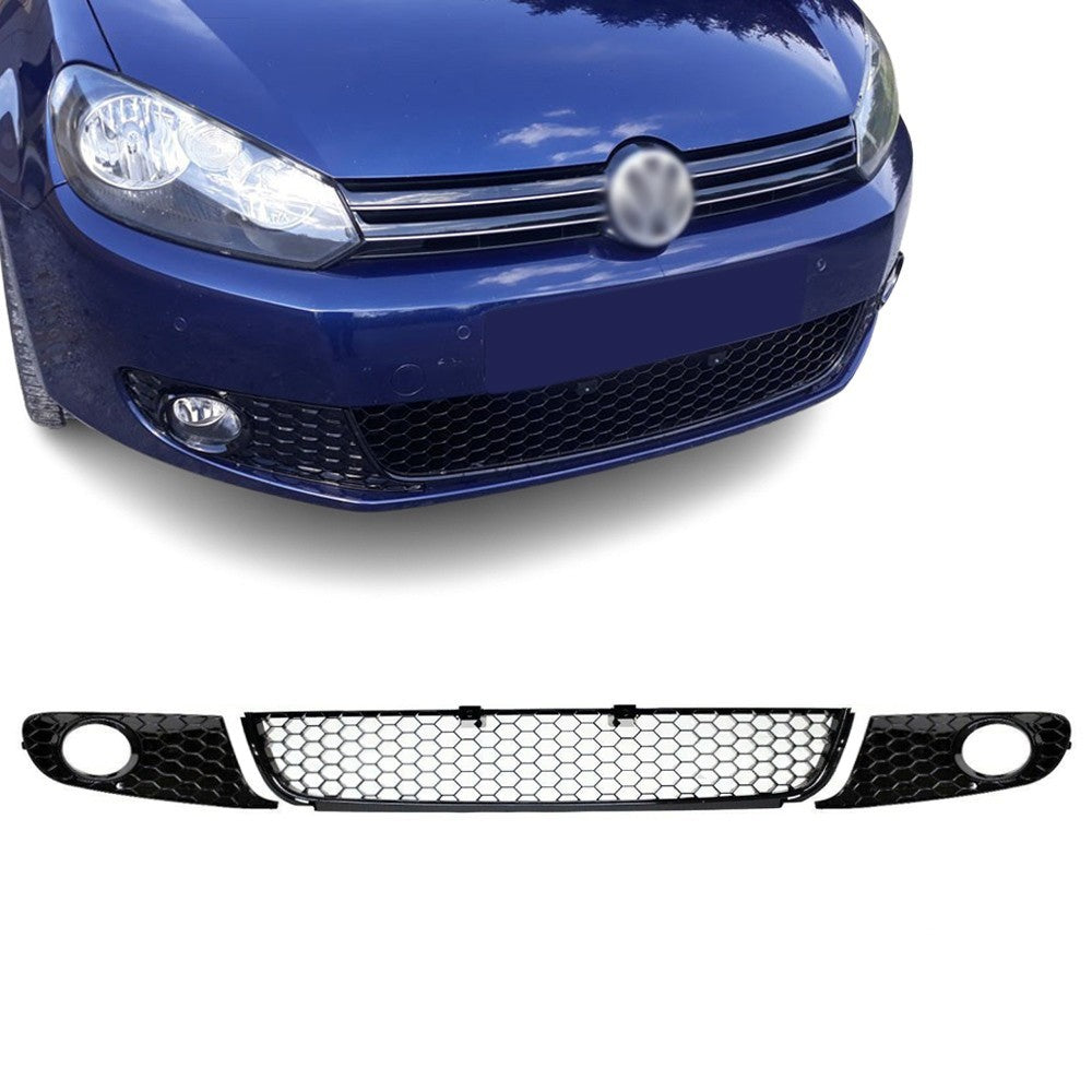Nedre Grill sats för VW Golf MK6 front standard stötfångare, blank svart