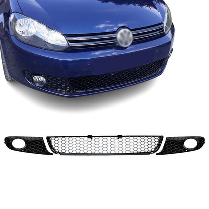 Nedre Grill sats för VW Golf MK6 front standard stötfångare, blank svart