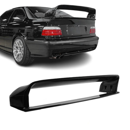 LTW-stil Bakluckespoiler + Risers för BMW E36, blank svart