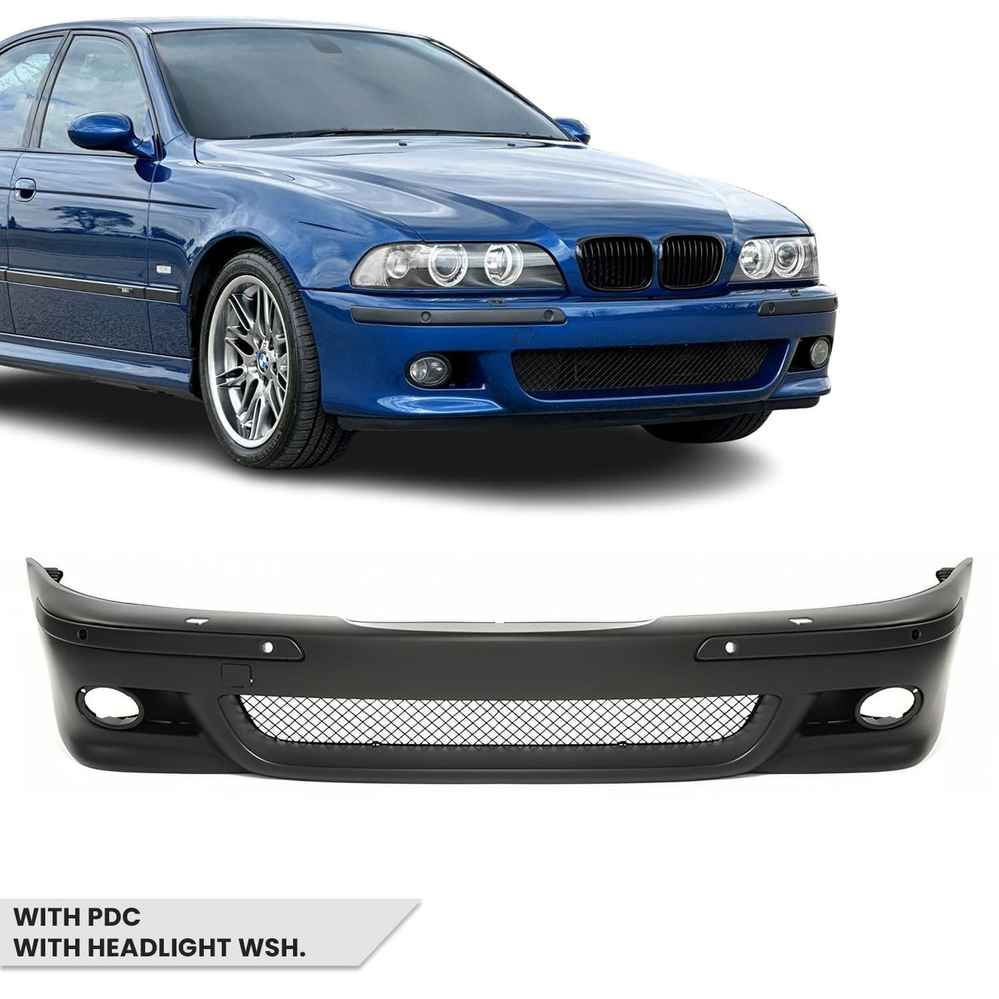 M-Pack Främre stötfångare för BMW E39, med PDC, med strålkastarspolare