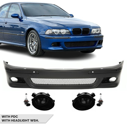 M-Pack Främre stötfångare för BMW E39, med PDC och headlight washers, med röktonad Dimljus