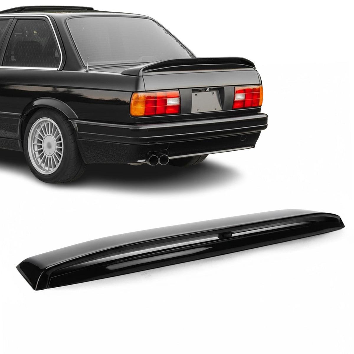 M-Tech 2 stil Bakluckespoiler för BMW E30 (84-94), blank svart