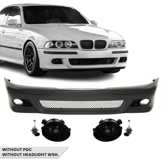 M-Pack Främre stötfångare för BMW E39, utan PDC, utan strålkastarspolare, med röktonad Dimljus