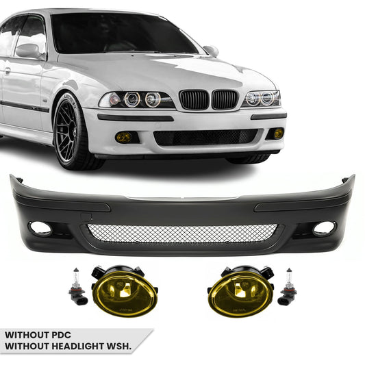 M-Pack Främre stötfångare för BMW E39, utan PDC, utan strålkastarspolare, med gul Dimljus