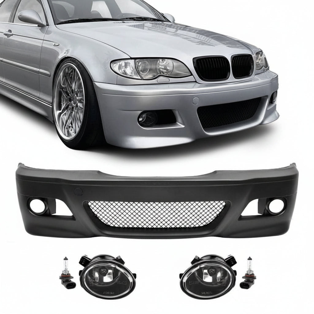 M3-stil Främre stötfångare för BMW E46 sedan / touring / coupé (98-05), med klar Dimljus
